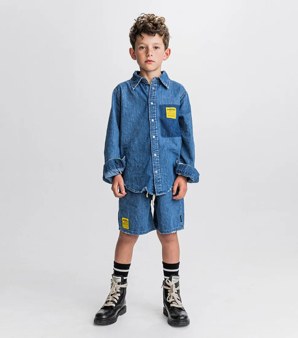 NUNUNU Light Denim Shirt Fashion