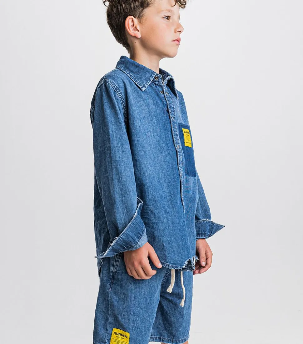 NUNUNU Light Denim Shirt Fashion