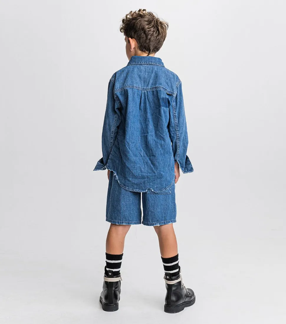 NUNUNU Light Denim Shirt Fashion