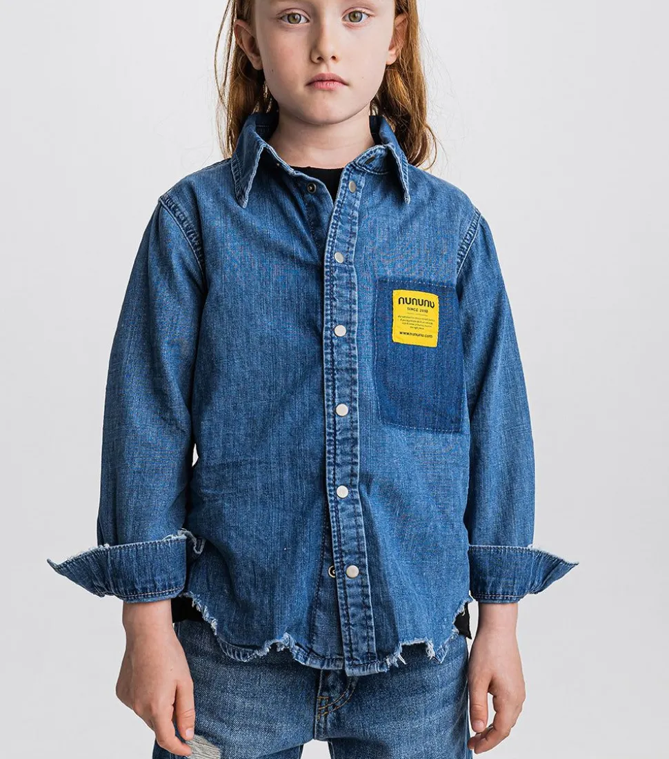 NUNUNU Light Denim Shirt Fashion