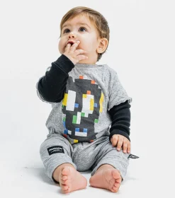 NUNUNU Soft Pixel Skull Overall Fashion